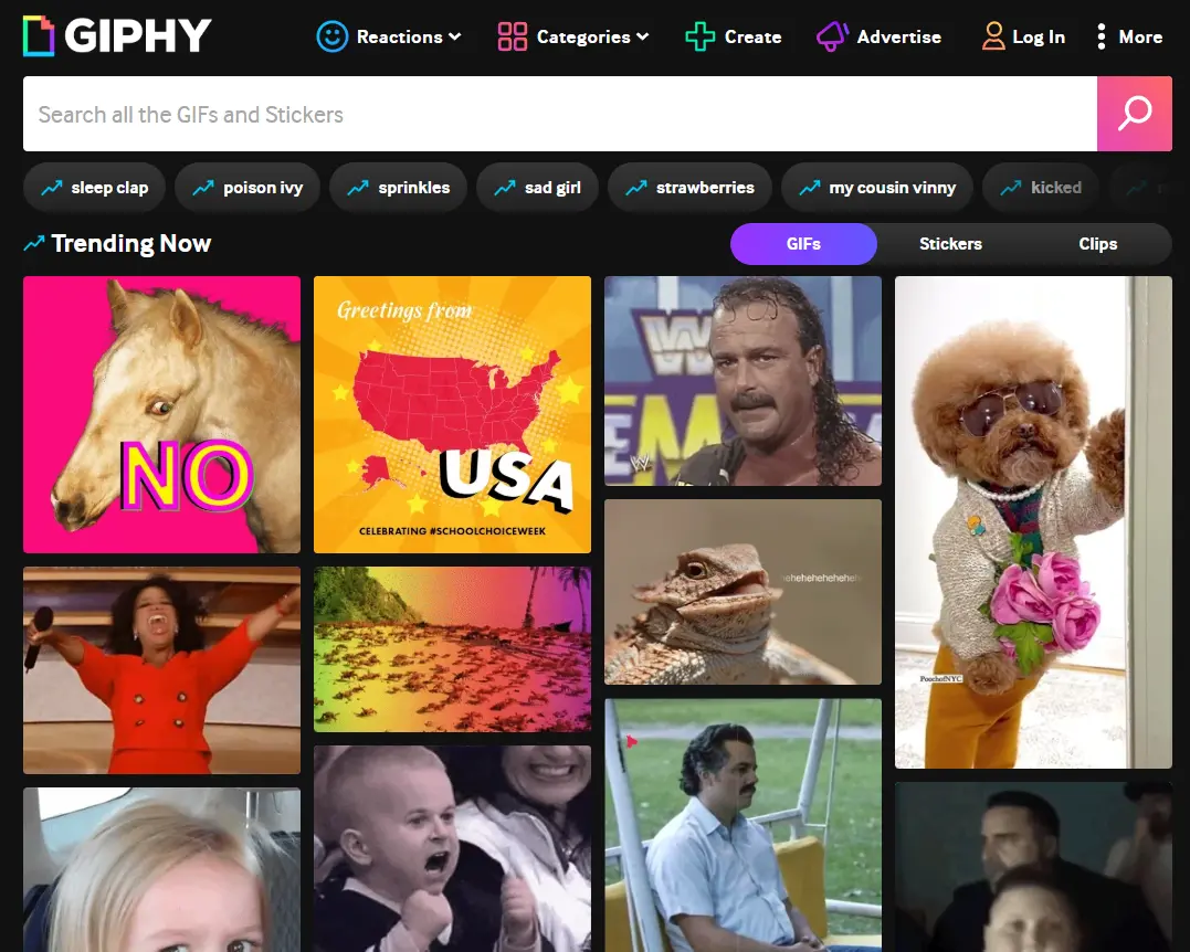[英文站] GIPHY，美国在线GIF动图搜索引擎