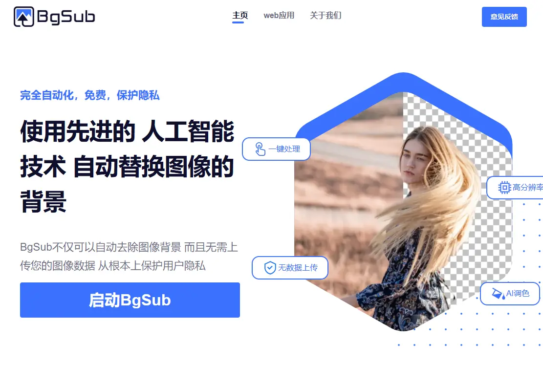 BgSub，免费 AI 在线抠图工具。