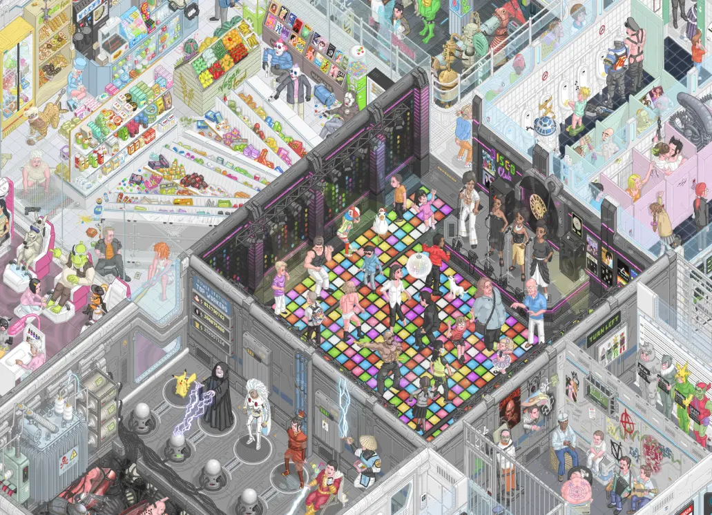 Floor796，赛博朋克风格的像素艺术互动网站。